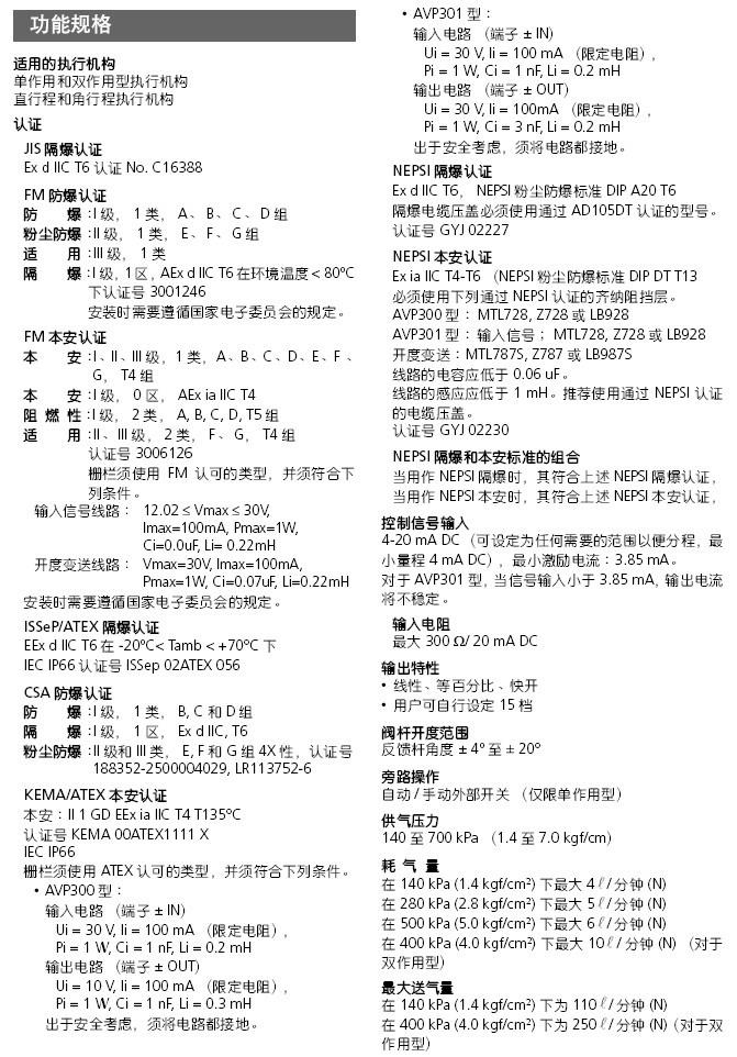山武定位器AVP300的规格型号介绍