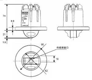 TY7321A1001 TY7321A1009 TY7321B1004TY7321B1012 TY7321C1007TY7321C1015辐射温度传感器尺寸图