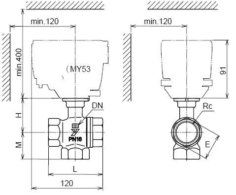 VY5303A0023 VY5303A0031 VY5303A0041三通比例控制阀尺寸图