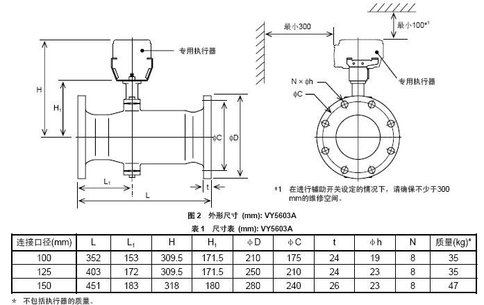 VY5603A0121 VY5603A0151电动阀体尺寸图