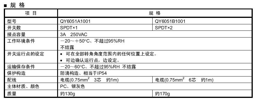QY6051辅助开关的规格