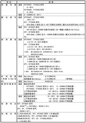 山武温湿度传感器规格