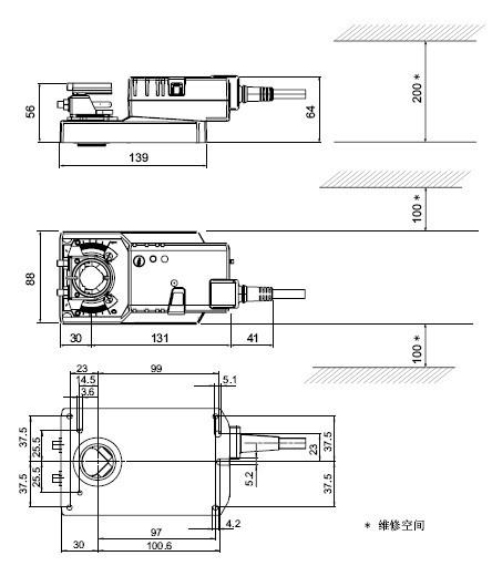 MY9050A直联型风门执行器尺寸图