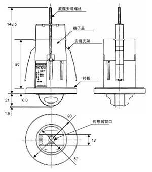 TY7321A1001 TY7321A1009 TY7321B1004TY7321B1012 TY7321C1007TY7321C1015辐射温度传感器尺寸图