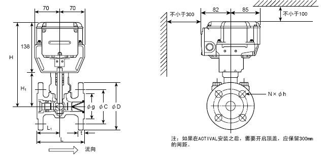 VY5149L0012 VY5149L0020 VY5149L0021电动阀尺寸图