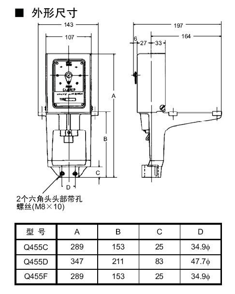 Q455C/Q455D/Q455F阀门联动装置尺寸图